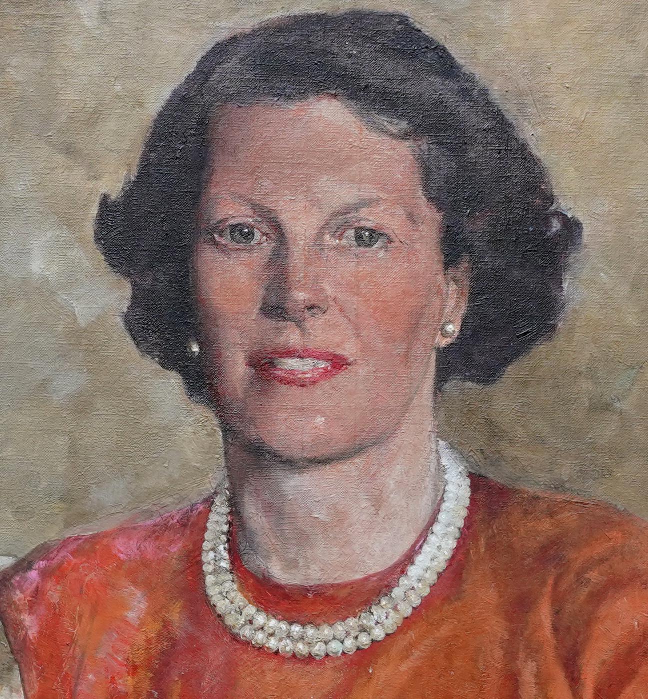 Portrait of Sheila De Quincey - British 1950's art portrait oil painting - Post-Impressionist Painting by Sydney Seymour Lucas