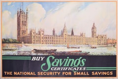 Affiche vintage originale « Houses of Parliament » pour National Savings  par STC Weeks