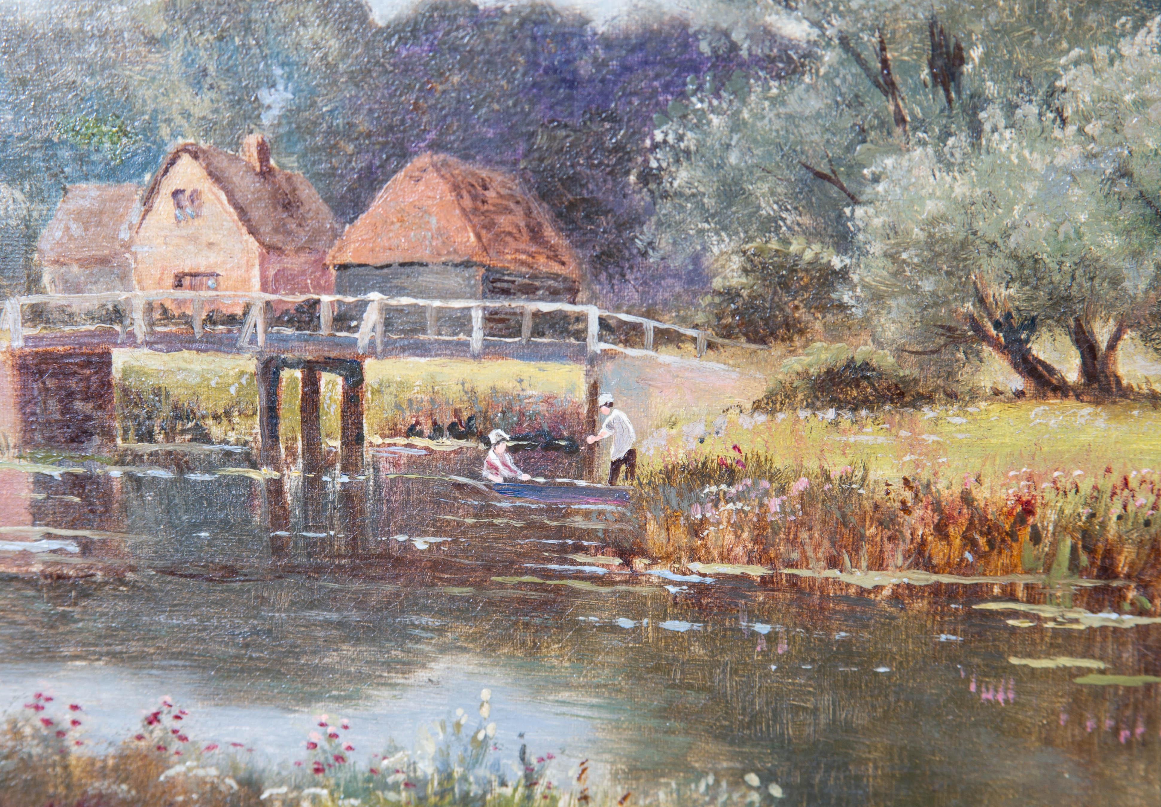 Sydney Yates Johnson (acte.1890-1926) - Huile, pêche sur le lac 3