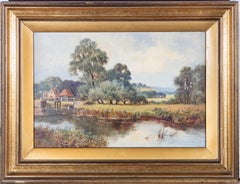 Sydney Yates Johnson (acte.1890-1926) - Huile, pêche sur le lac