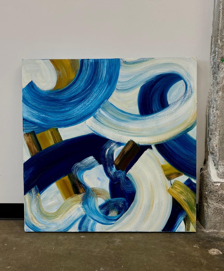 Sydney Yeager Duet 1, Gestural Abstract Painting, Oil on Linen