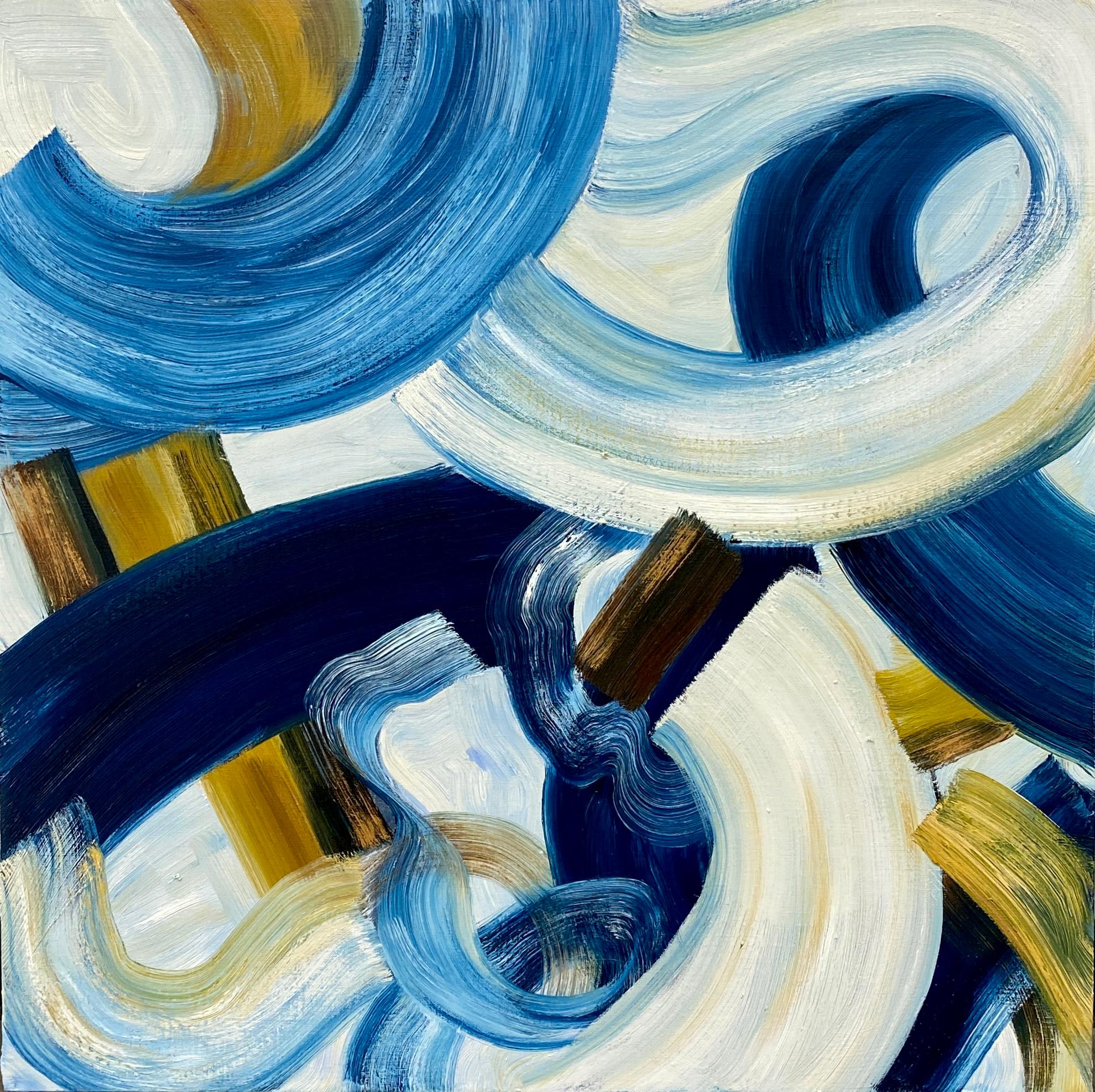 Sydney Yeager Figurative Painting - Duet #1, Gestural Abstract Painting, Oil on Linen, Black and White