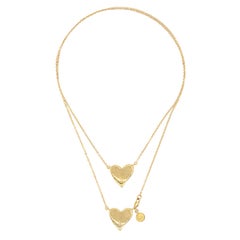 Syd+Pia Jille Bean Double Heart Pendants  36" 14K Gold Plated Scapular Necklace