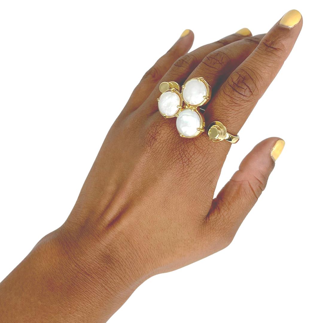 Modern Syd+Pia Signature Collection 14k Plated Gold Nefeli Two Finger Ring For Sale