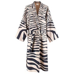  Sykes London Louie Zebra Wool Maxi Coat S