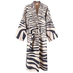 Sykes London Louie Zebra Wool Maxi Coat - Size S