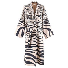  Sykes London Louie Zebra Wool Maxi Coat - Size S