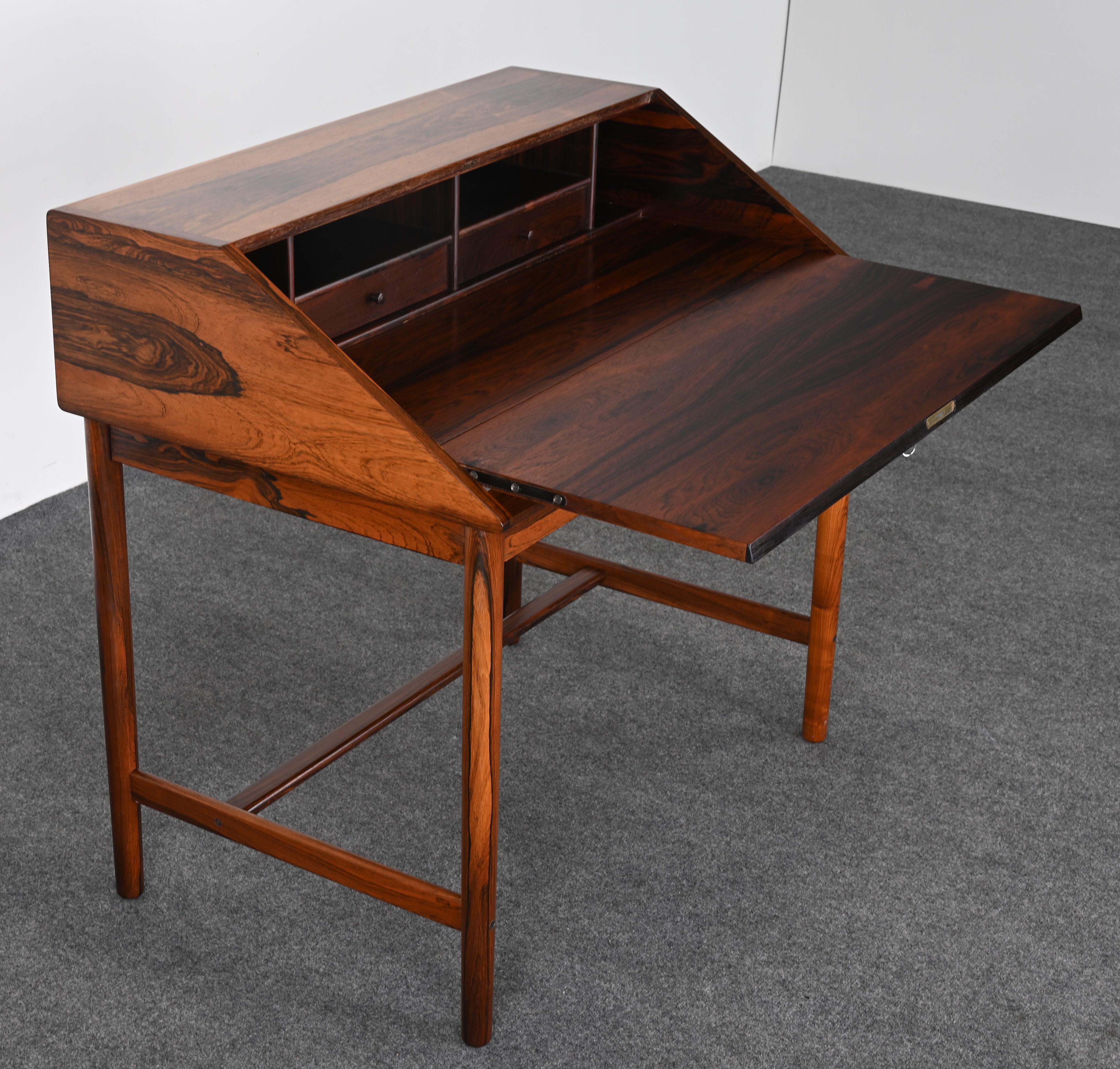 Sykky lven Blode Blindheim Rosewood Slant Front Desk, Norway 1960s For Sale 5