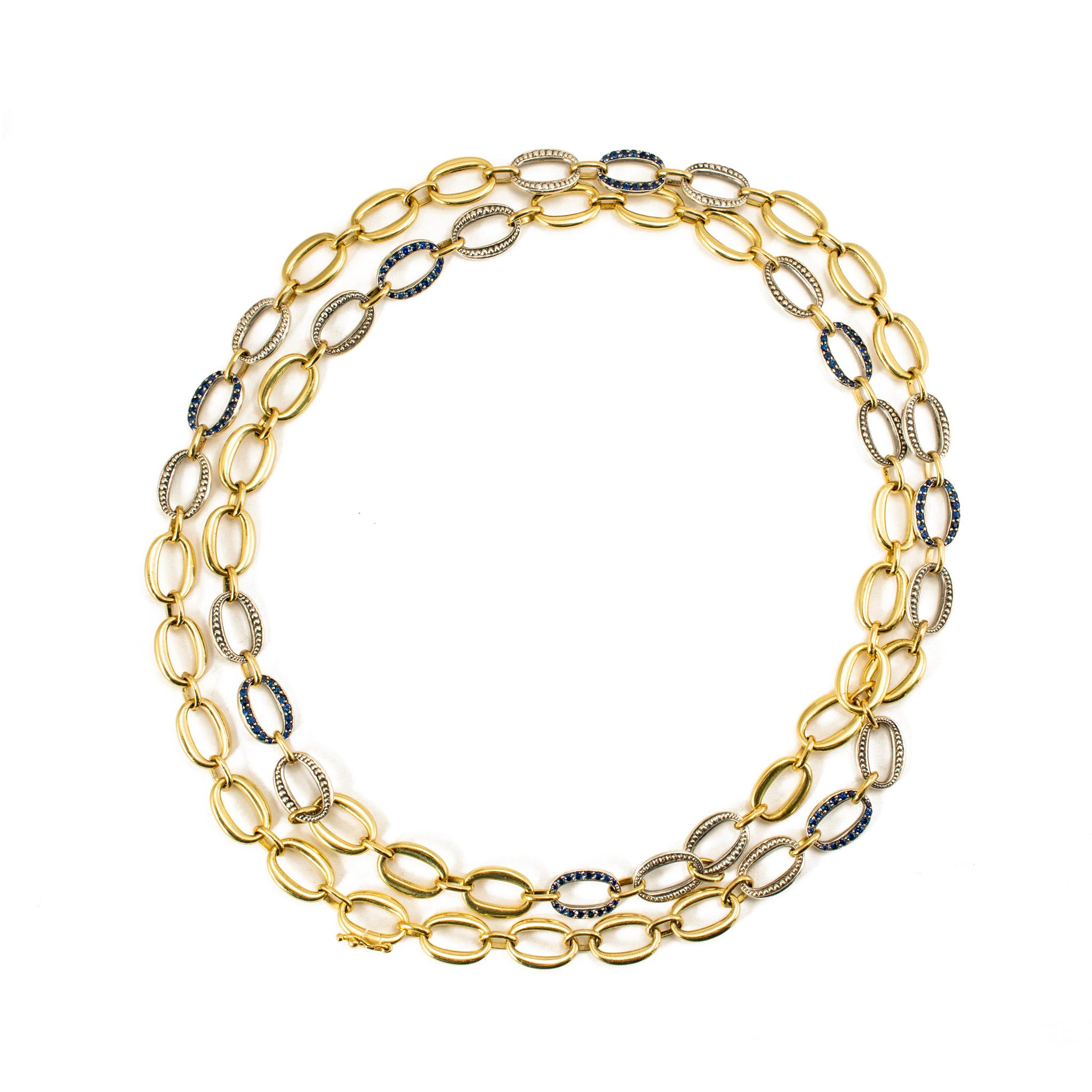 Marchio: Sylva & Cie 

Genere: Donna 

Tipo di metallo: Oro giallo 18 carati e argento sterling

Lunghezza: 32,00 pollici

Larghezza: 9,40 mm

Peso: 67,59 grammi

Sylva & Cie Donna catena a maglie ovali rolo in oro giallo 18 carati lucido e argento.