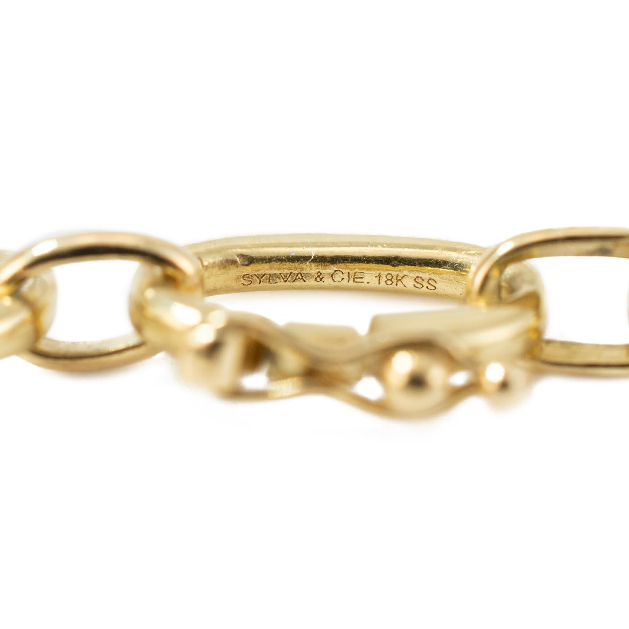 Sylva & Cie - Collana a catena ovale con zaffiro in oro giallo 18 carati e argento sterling in vendita 1