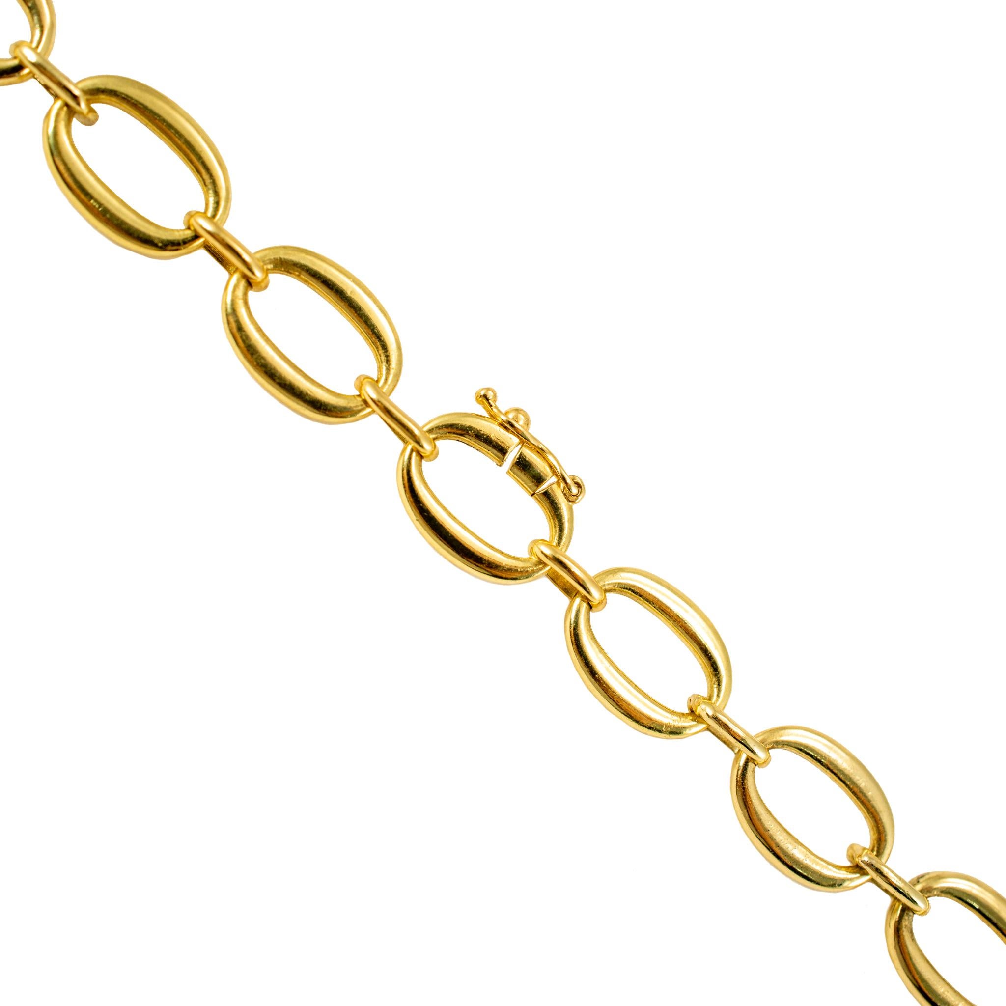 Sylva & Cie - Collana a catena ovale con zaffiro in oro giallo 18 carati e argento sterling in vendita 2