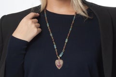 Sylva & Cie Diamond Heart Pendant with Sapphire Anchor