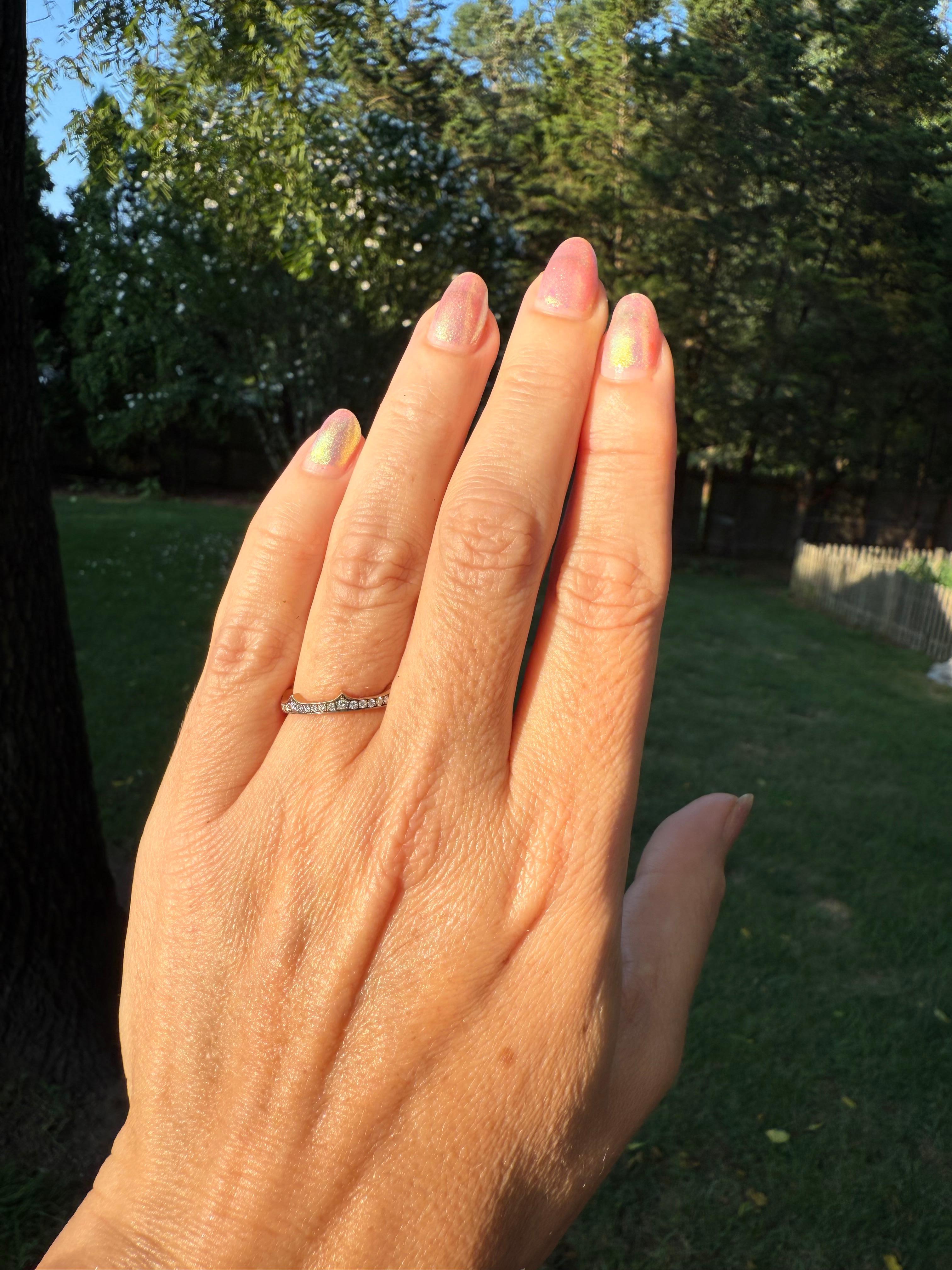 Sylva & Cie Anello con corona di eternità in oro rosa 14k Anello impilabile con tiara di spina In condizioni ottime in vendita a North Attleboro, MA