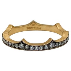 Sylva & Cie Diamond Rose Gold Crown Eternity Ring 14k Thorn Tiara Stacking Ring