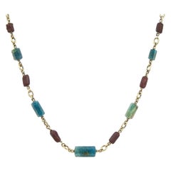 Sylva & Cie Handmade Aquamarine and Ruby Bullet Necklace