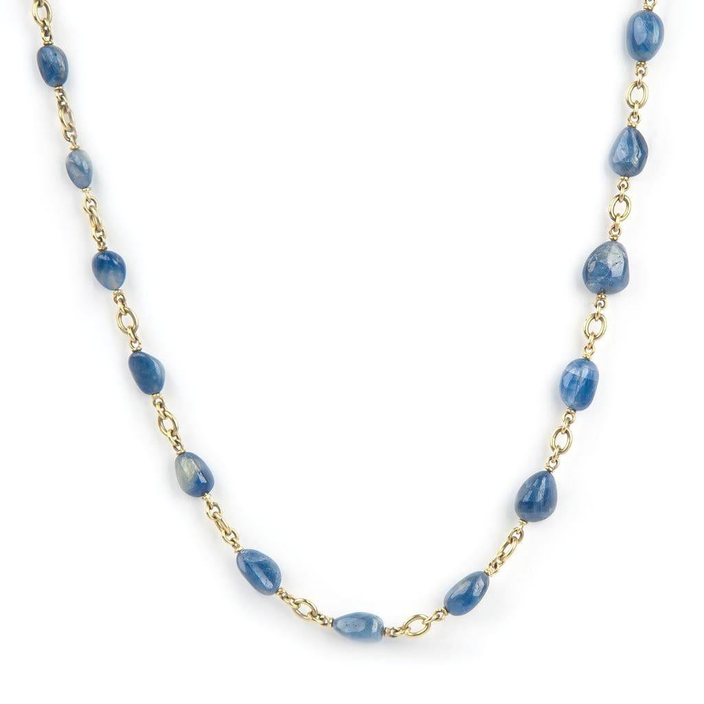 Handmade Burmese Sapphire Bead Necklace 