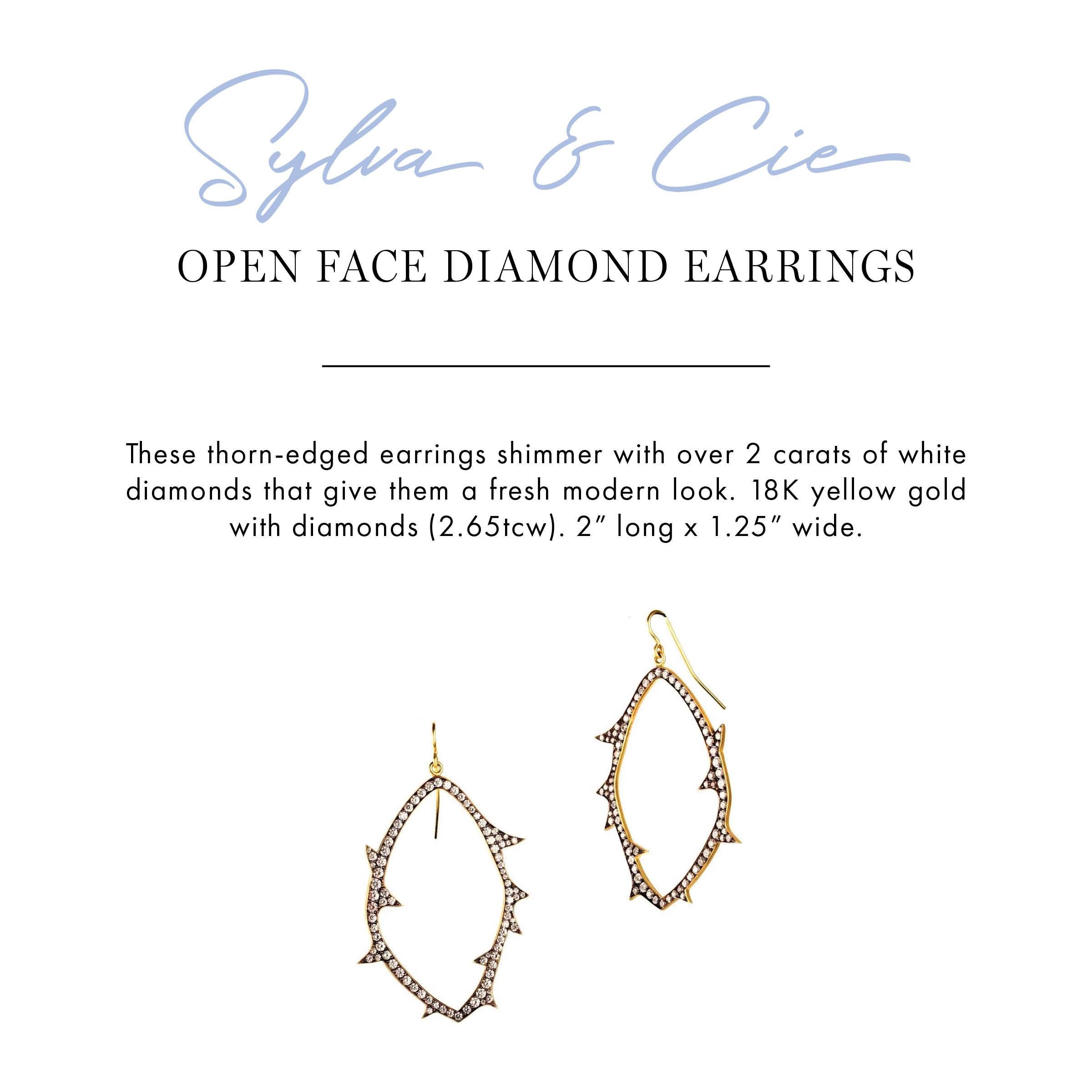 Modern Sylva & Cie Open Faced Diamond Earrings