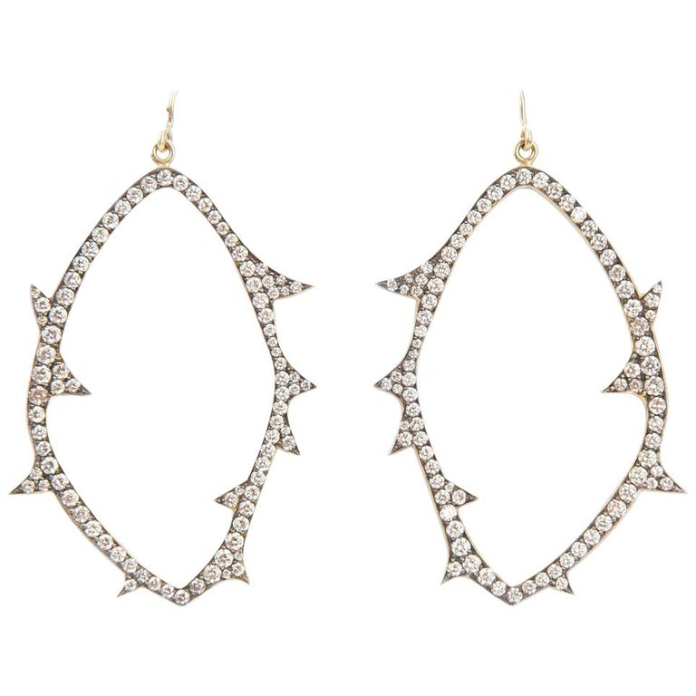 Sylva and Cie Open Faced Diamond Earrings at 1stDibs