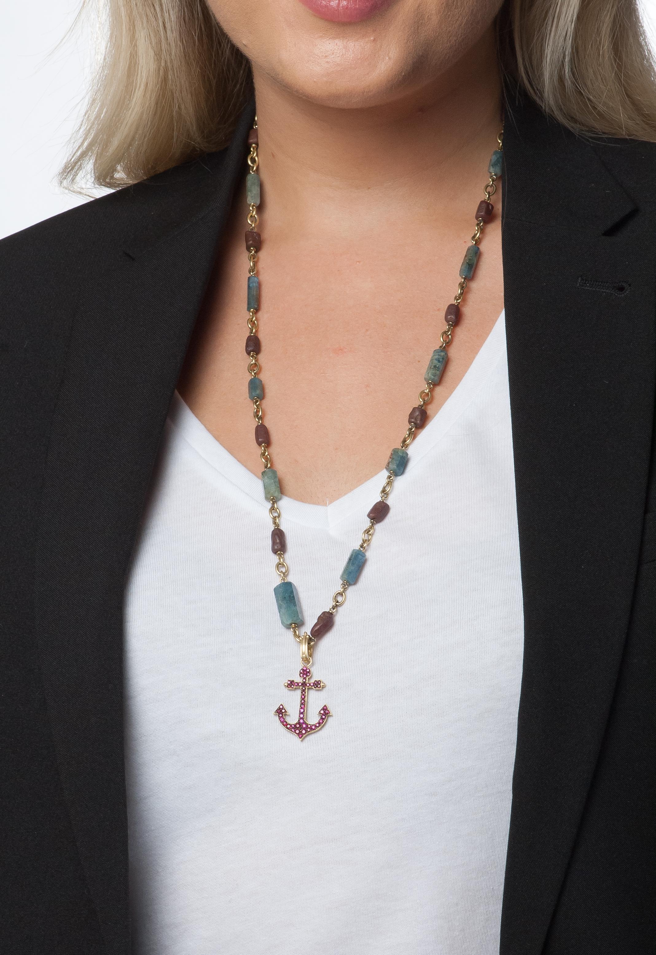 Sylva & Cie Ruby Anchor Pendant