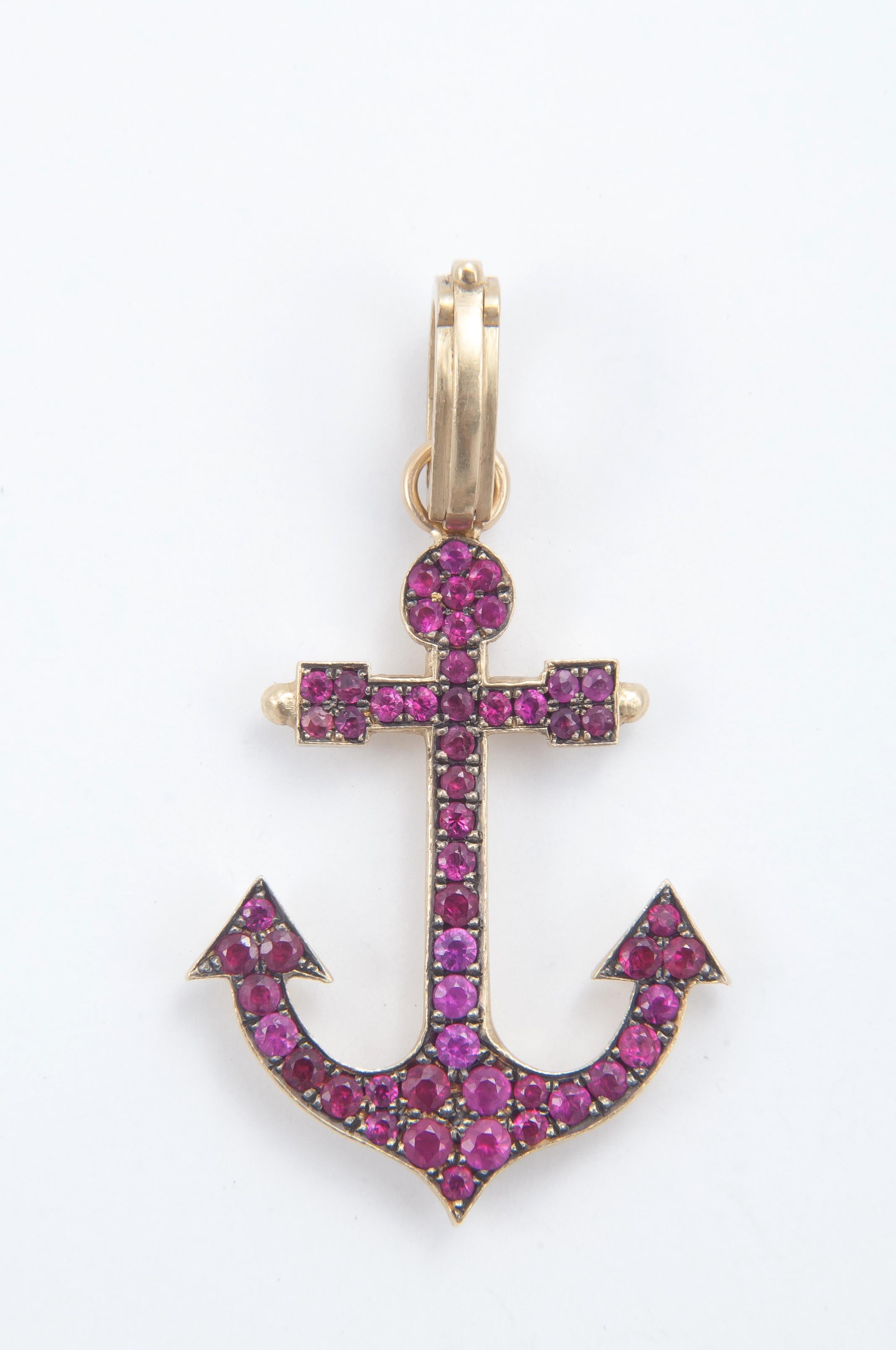 Women's or Men's Sylva & Cie Ruby Anchor Pendant