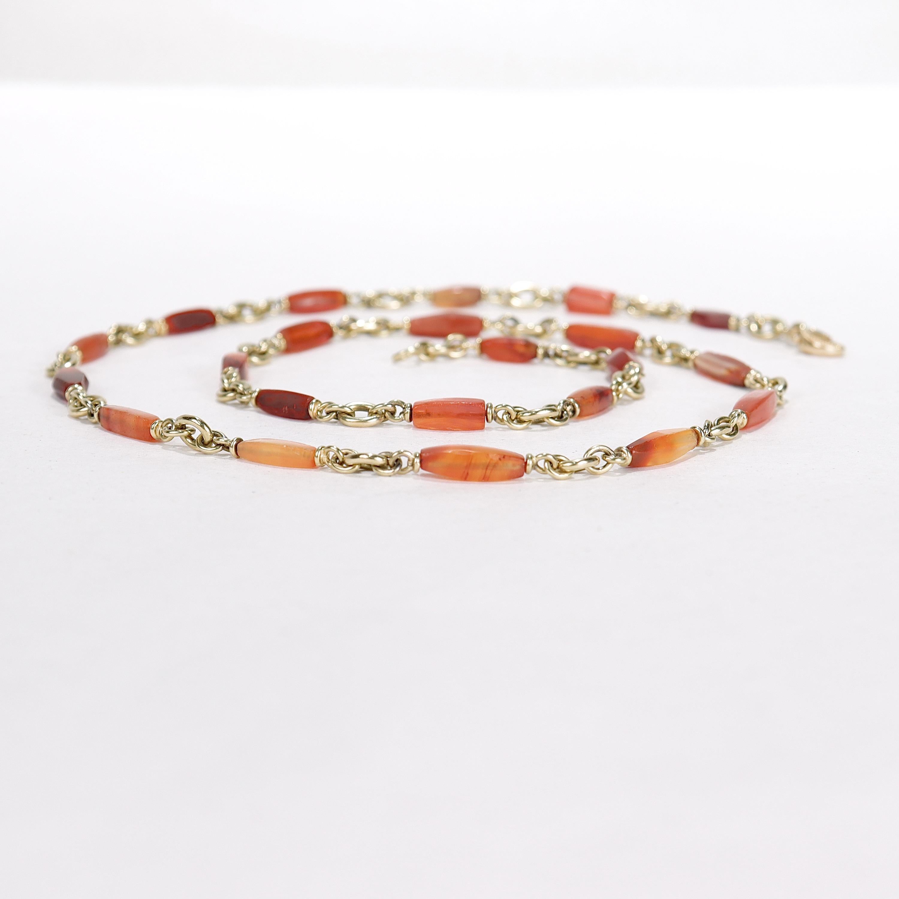Sylva et Cie Collier à chaîne à bulles graduées en or 18 carats et perles de cornaline en vente 3