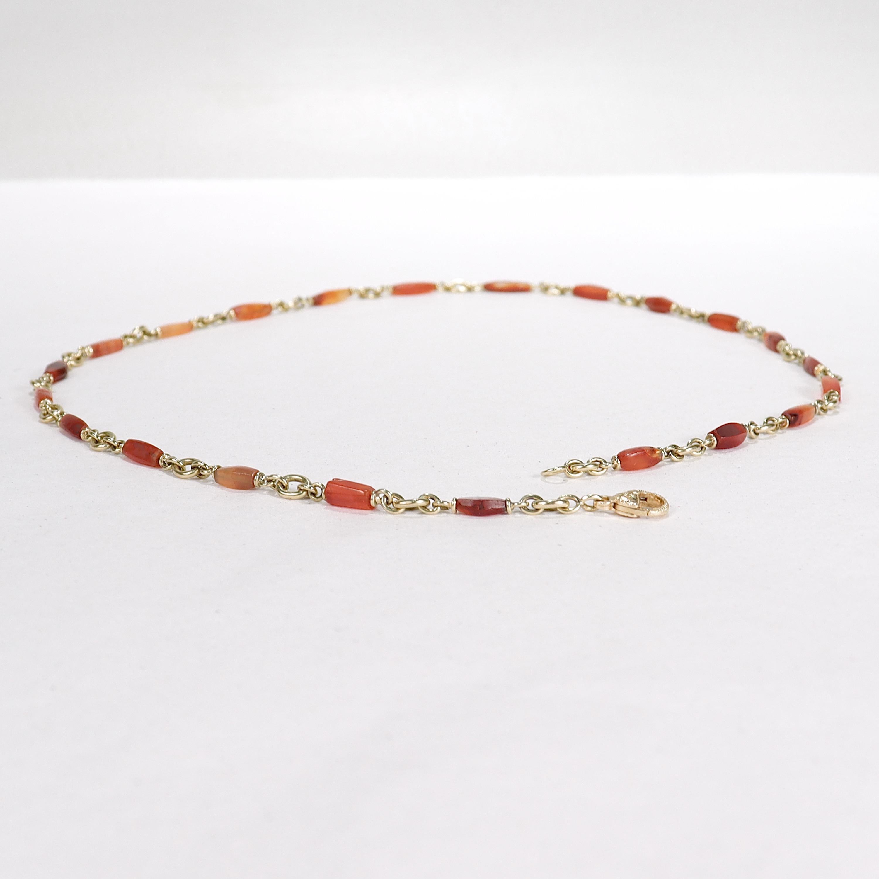 Sylva et Cie Collier à chaîne à bulles graduées en or 18 carats et perles de cornaline en vente 5