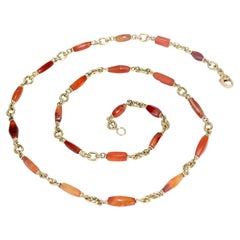 Sylva et Cie 18k Gold & Carnelian Bead Graduated Bullet Chain Necklace