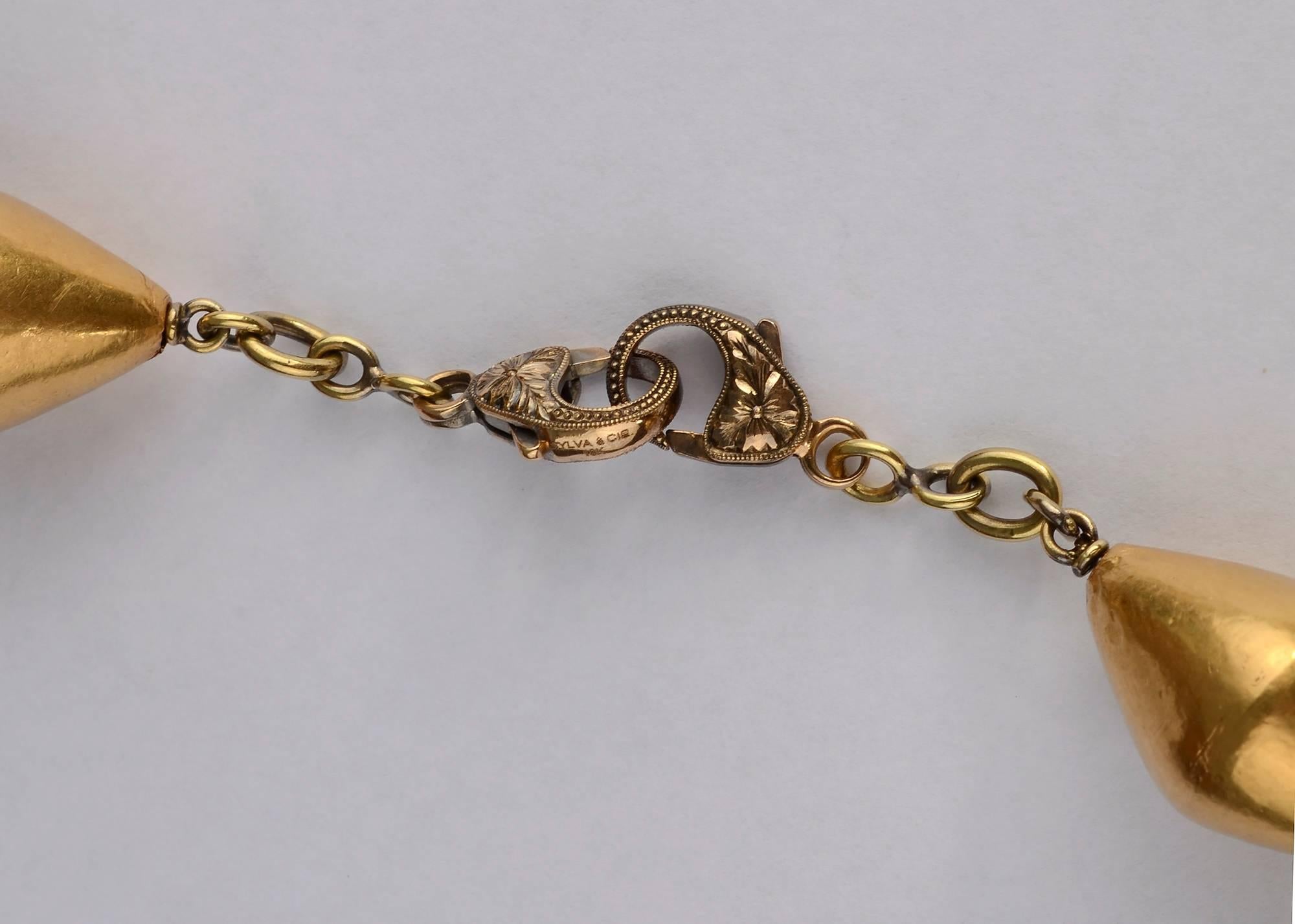 Sylva Et Cie Long Gold Necklace In Excellent Condition For Sale In Darnestown, MD