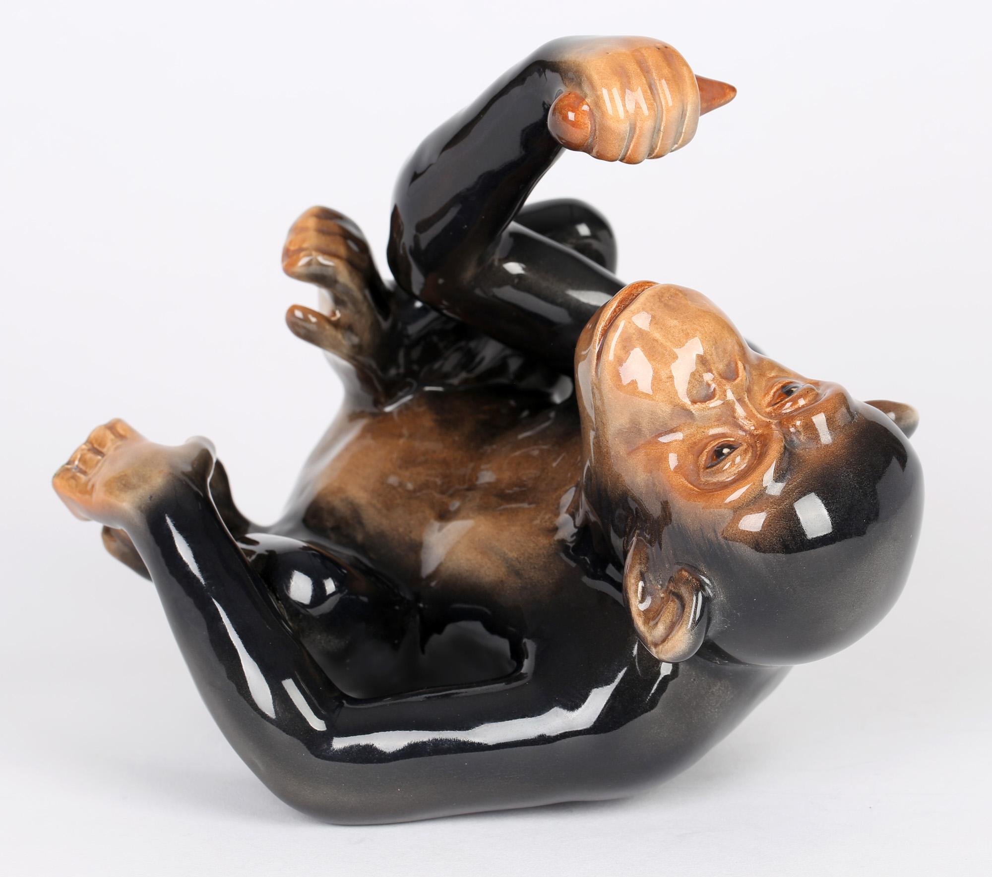 Sylvac English Art Deco Large Pottery Chimpanzee Figure 2