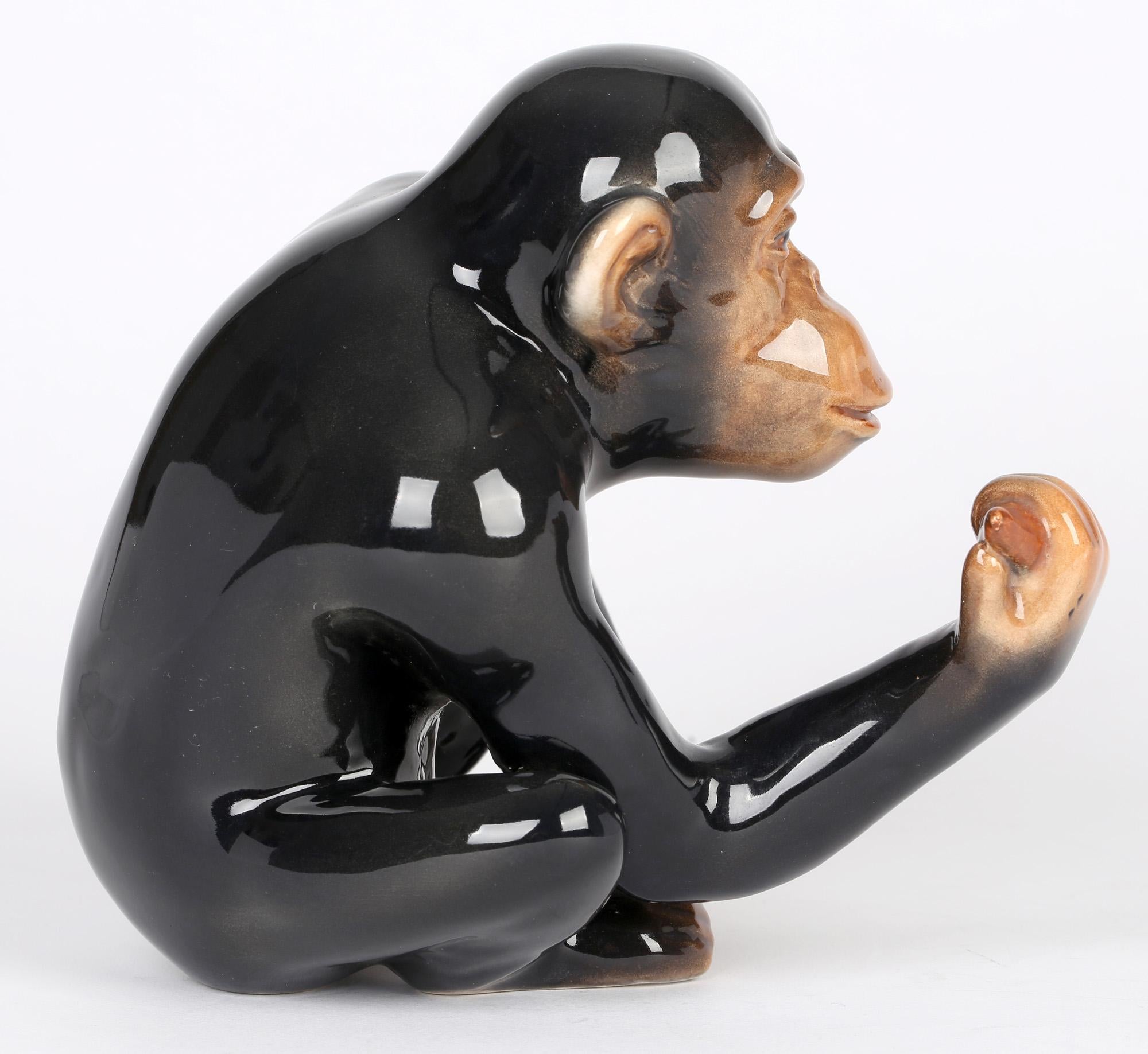 Sylvac English Art Deco Large Pottery Chimpanzee Figure 1