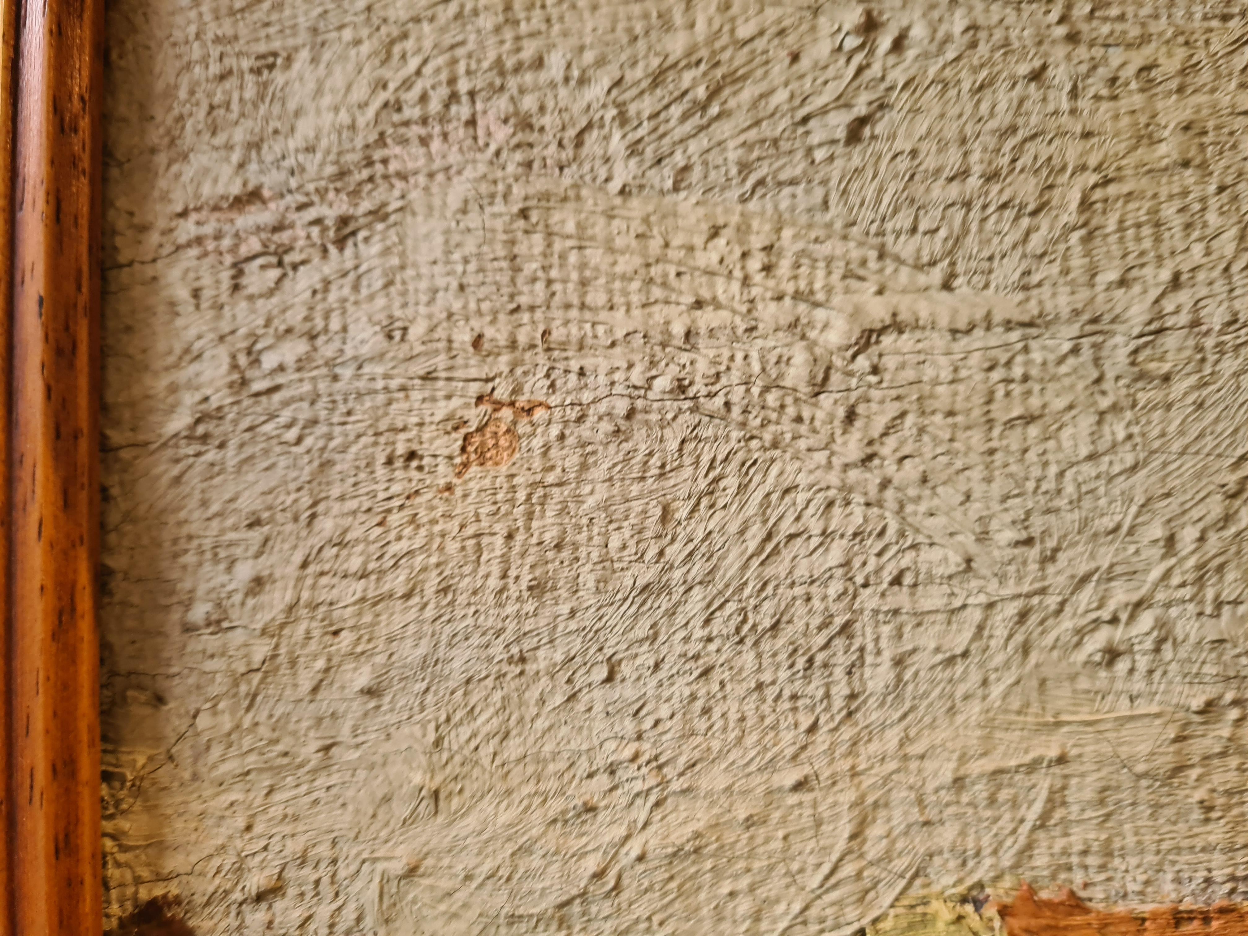 Huile sur toile impressionniste française des années 1930, vue d'un vignoble et de cyprès 7