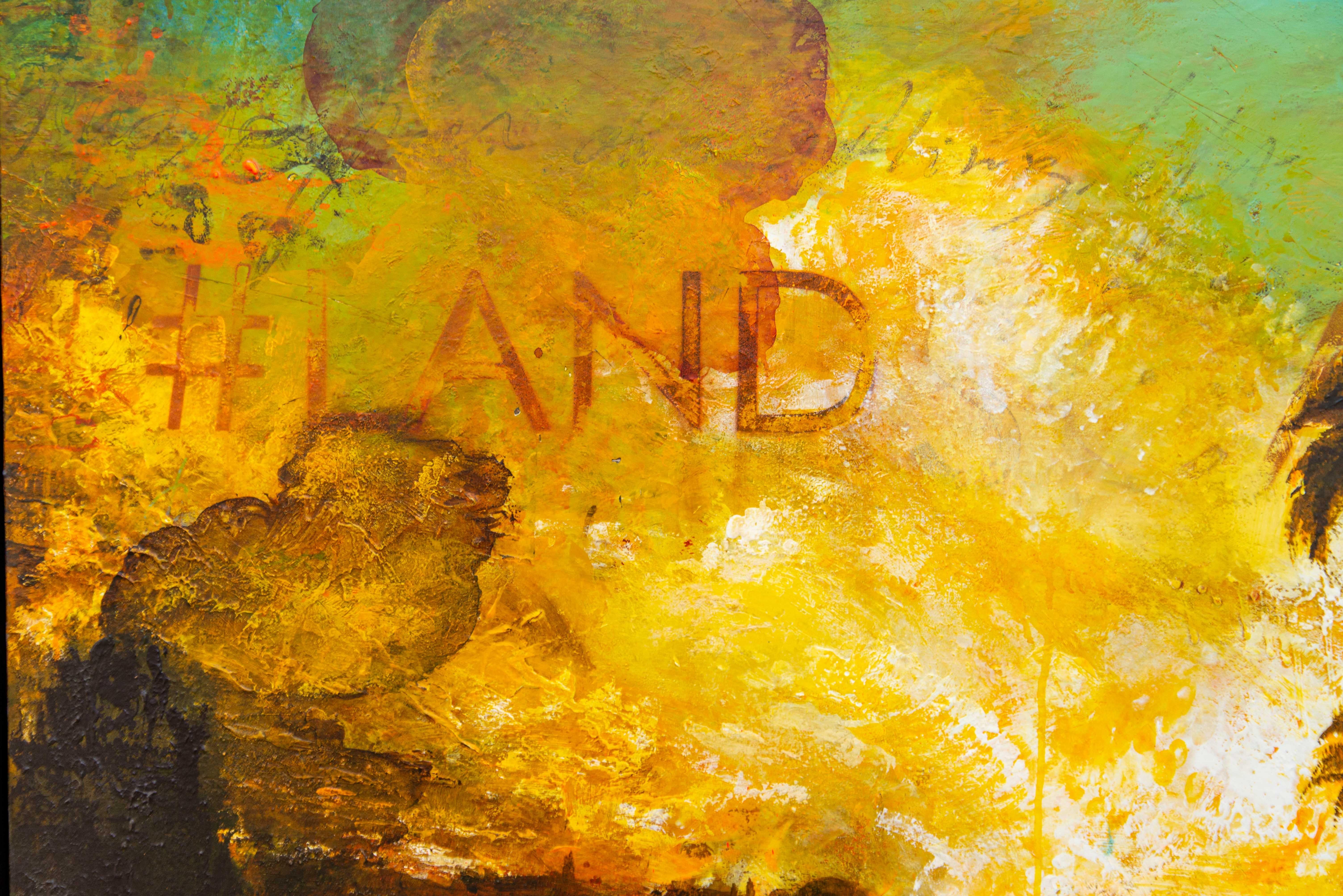 #Land - large, vibrant, bold, impressionist, landscape, acrylic on panel For Sale 3