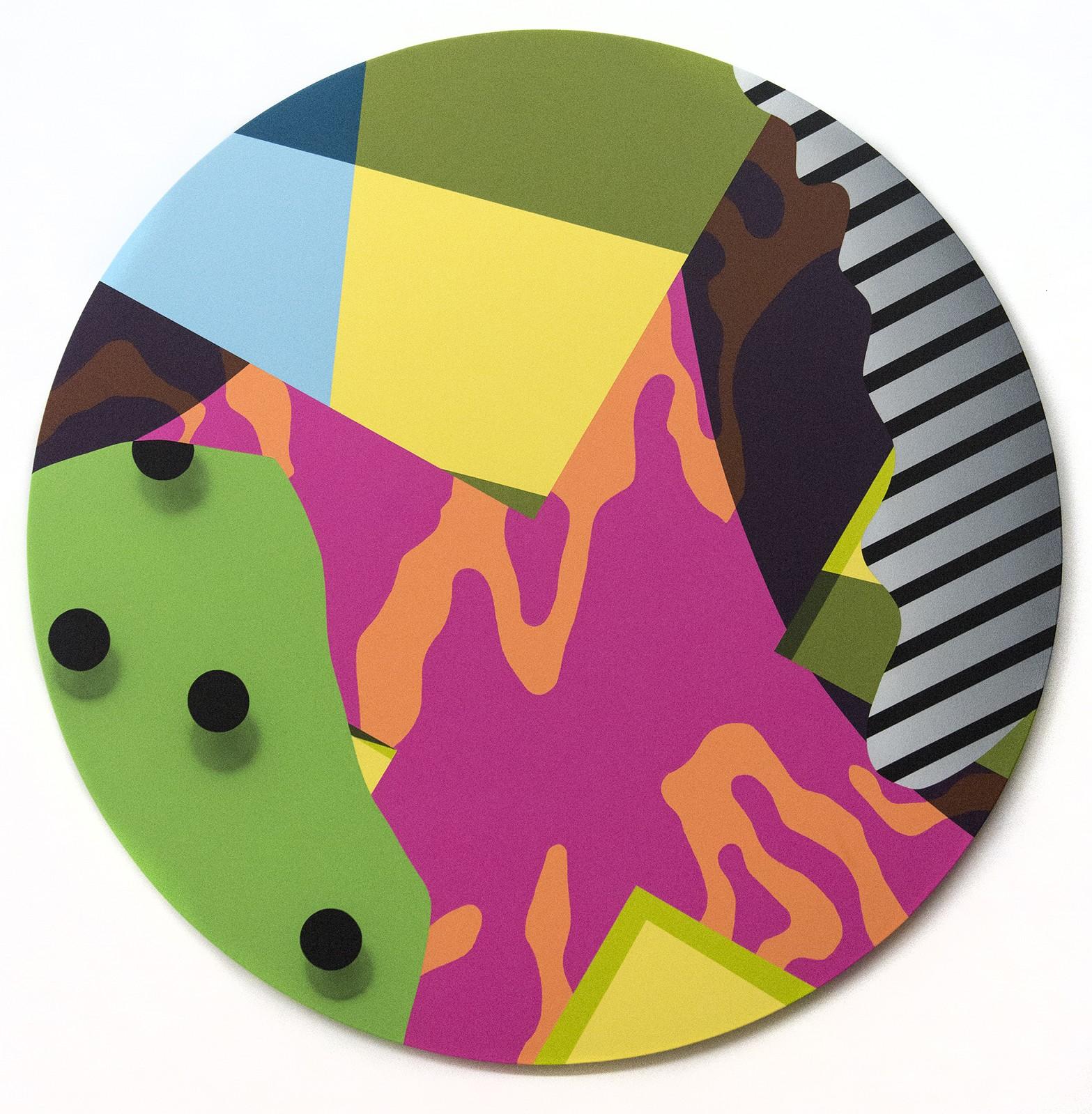 Sapience – grafisch, Formen, orange, gelb, grün, abstrakt, Acryl auf Tafel