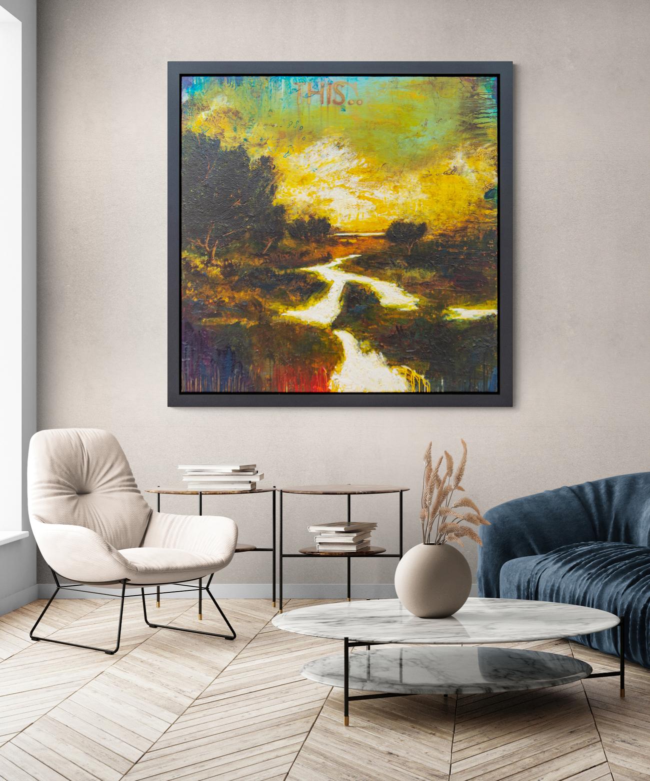 Ce... - vibrant, audacieux, impressionniste, paysage, acrylique sur panneau en vente 6