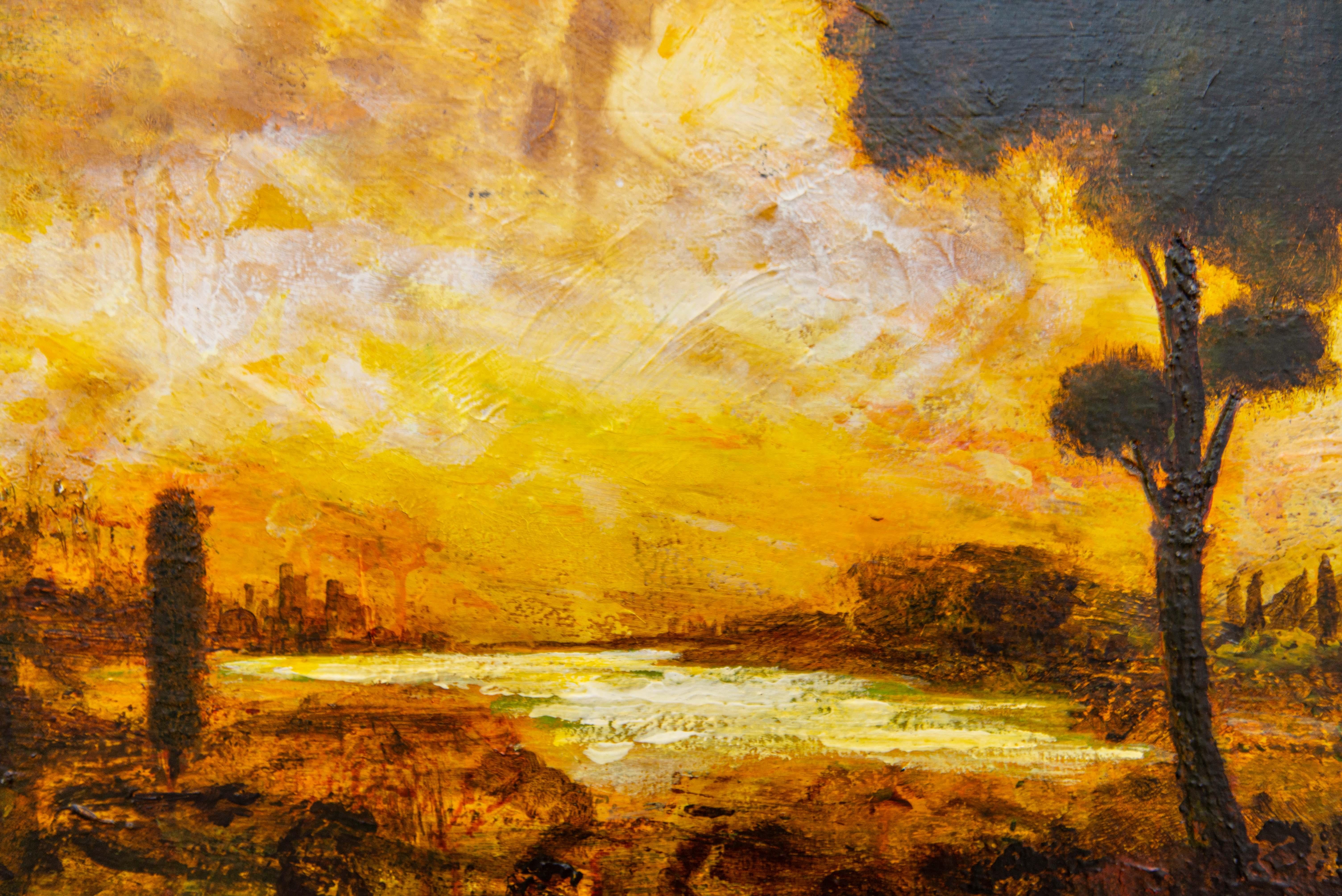 Tuscan Morning II - bold, impressionist, landscape, acrylic on panel For Sale 5