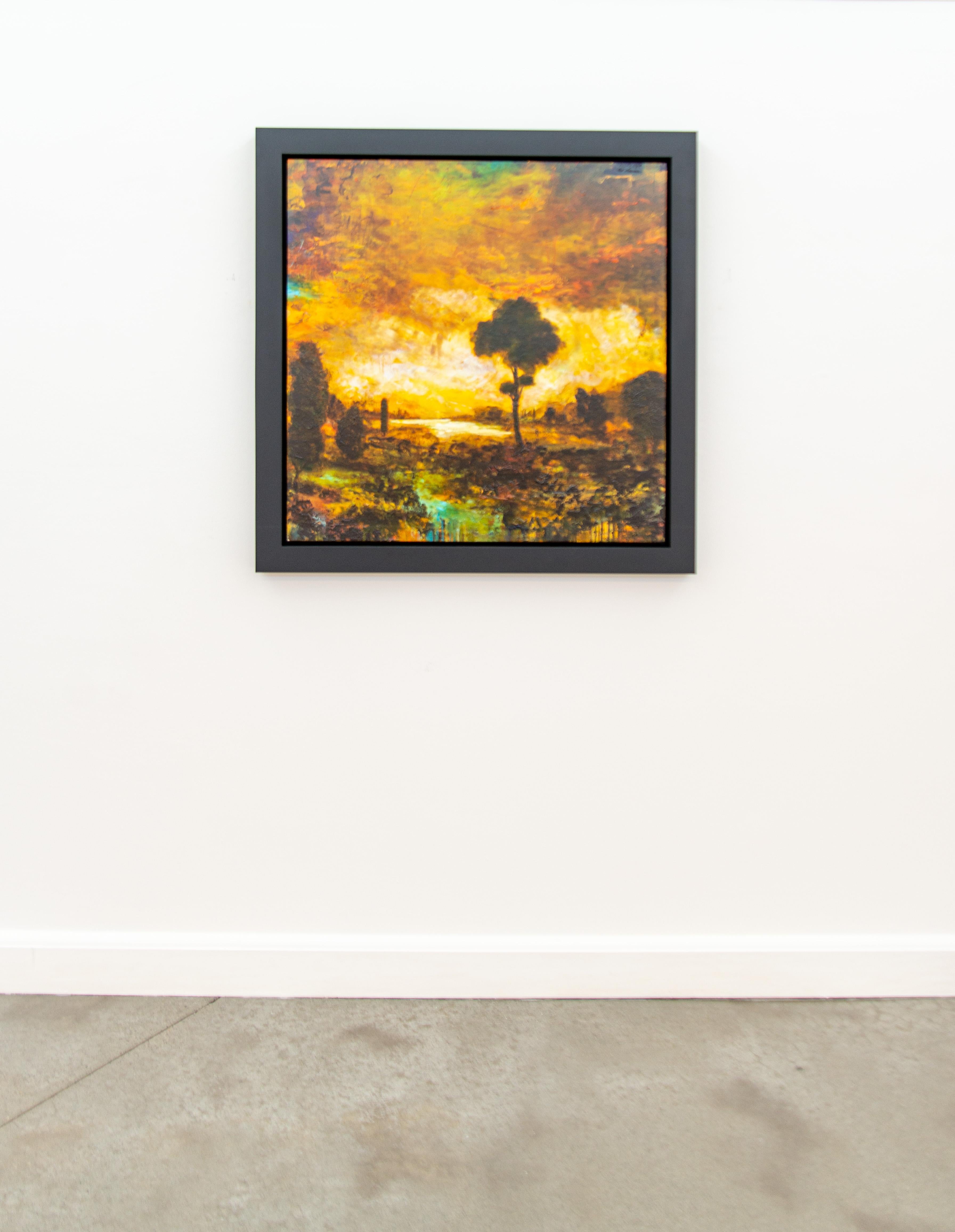 Tuscan Morning II - bold, impressionist, landscape, acrylic on panel For Sale 6