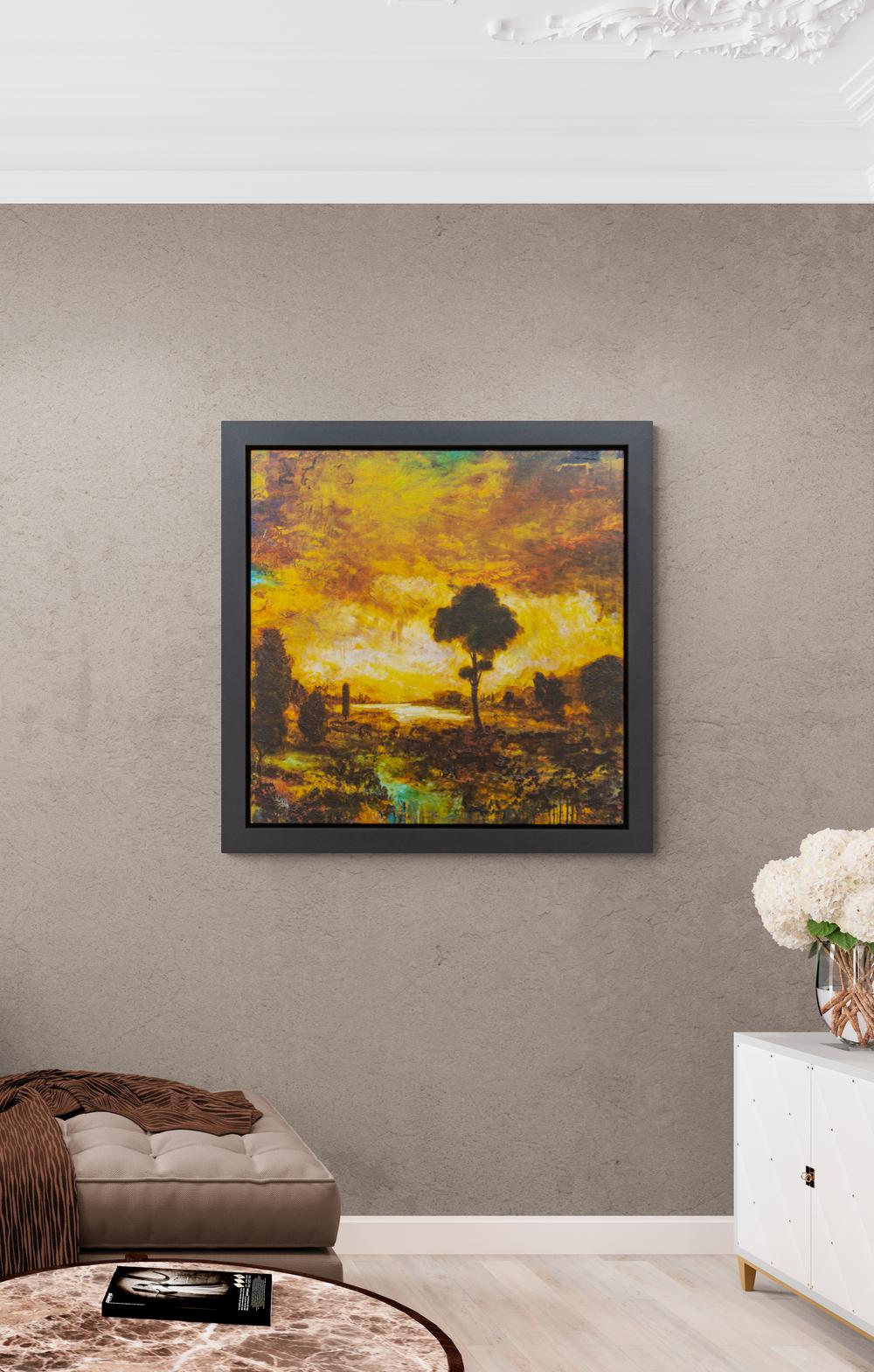 Tuscan Morning II - audacieux, impressionniste, paysage, acrylique sur panneau en vente 7