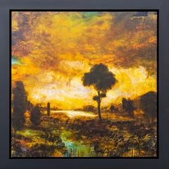 Tuscan Morning II - audace, impressionista, paesaggio, acrilico su pannello