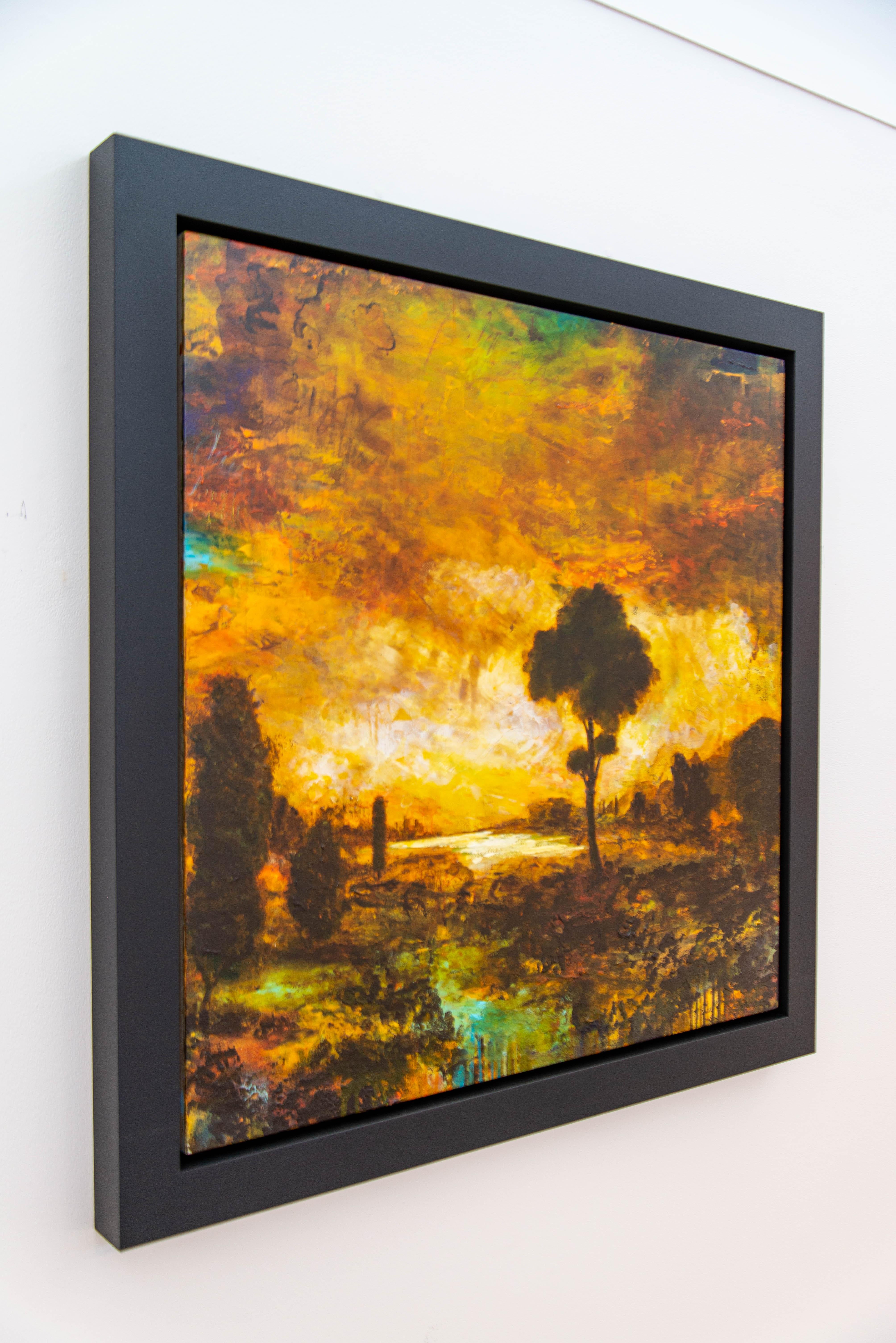 Tuscan Morning II - audacieux, impressionniste, paysage, acrylique sur panneau - Impressionnisme Painting par Sylvain Louis-Seize