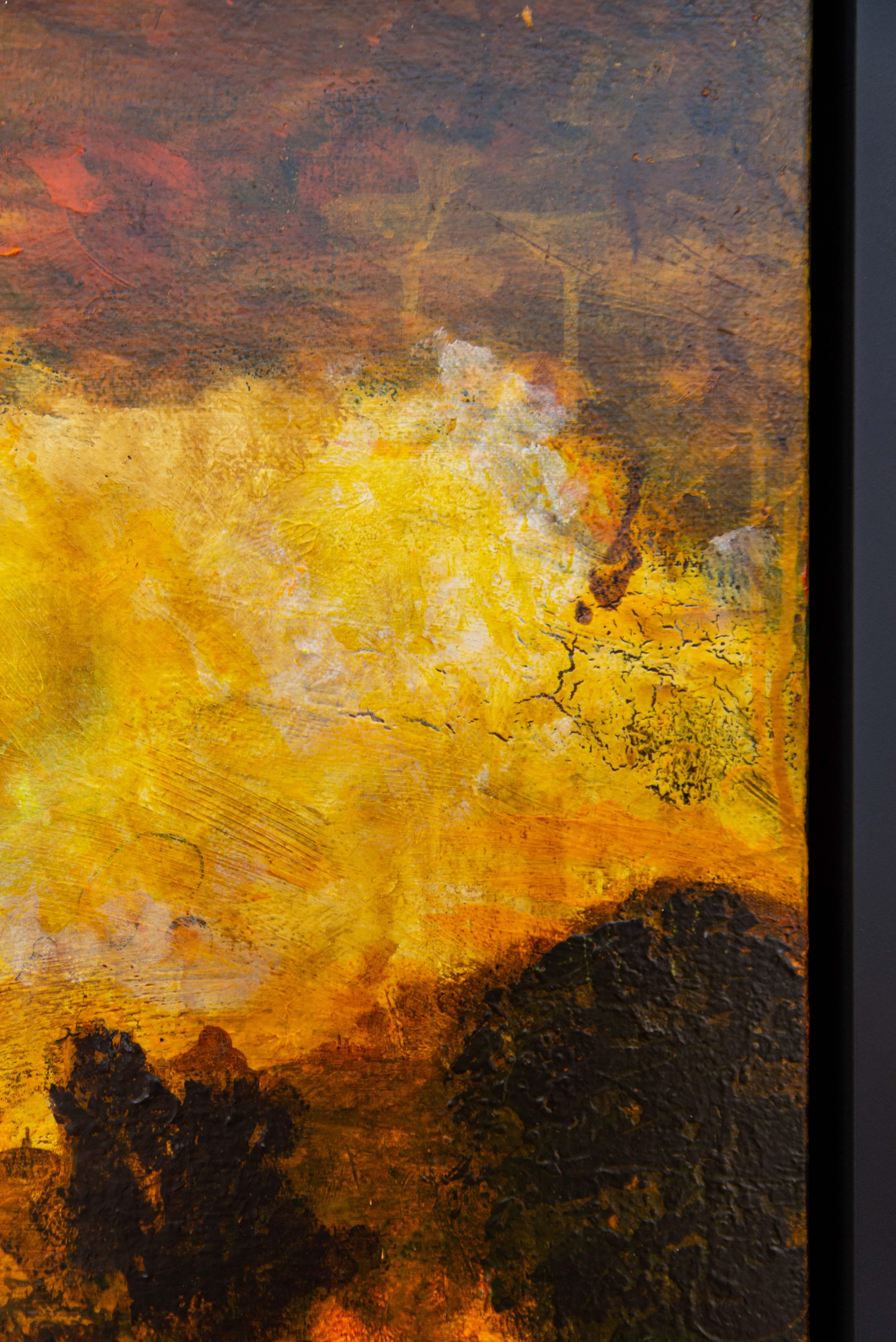 Tuscan Morning II - bold, impressionist, landscape, acrylic on panel For Sale 4