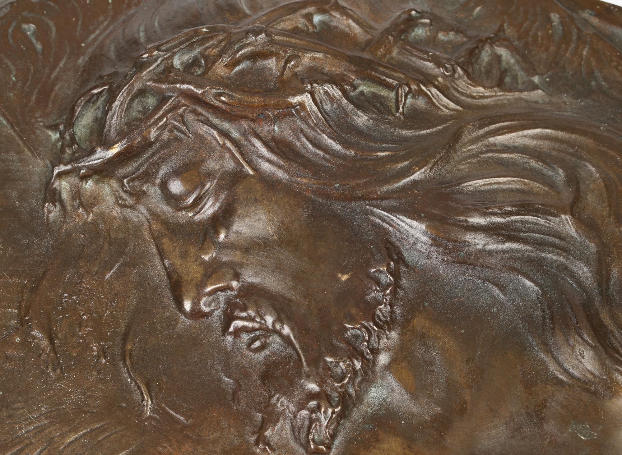Sylvain Norga Belgian Art Deco Christ Of Thorns Bronze Sculptural Wall Plaque 6
