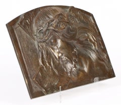Sylvain Norga Belgian Art Deco Christ Of Thorns Bronze Sculptural Wall Plaque