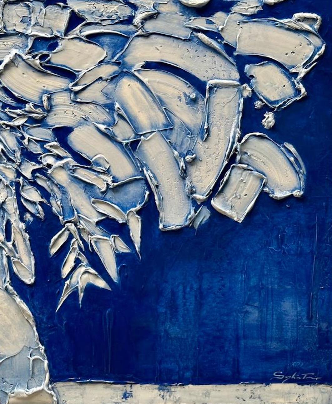 Au Jardin Des Oiseaux Bleus - Painting by Sylvain Tremblay