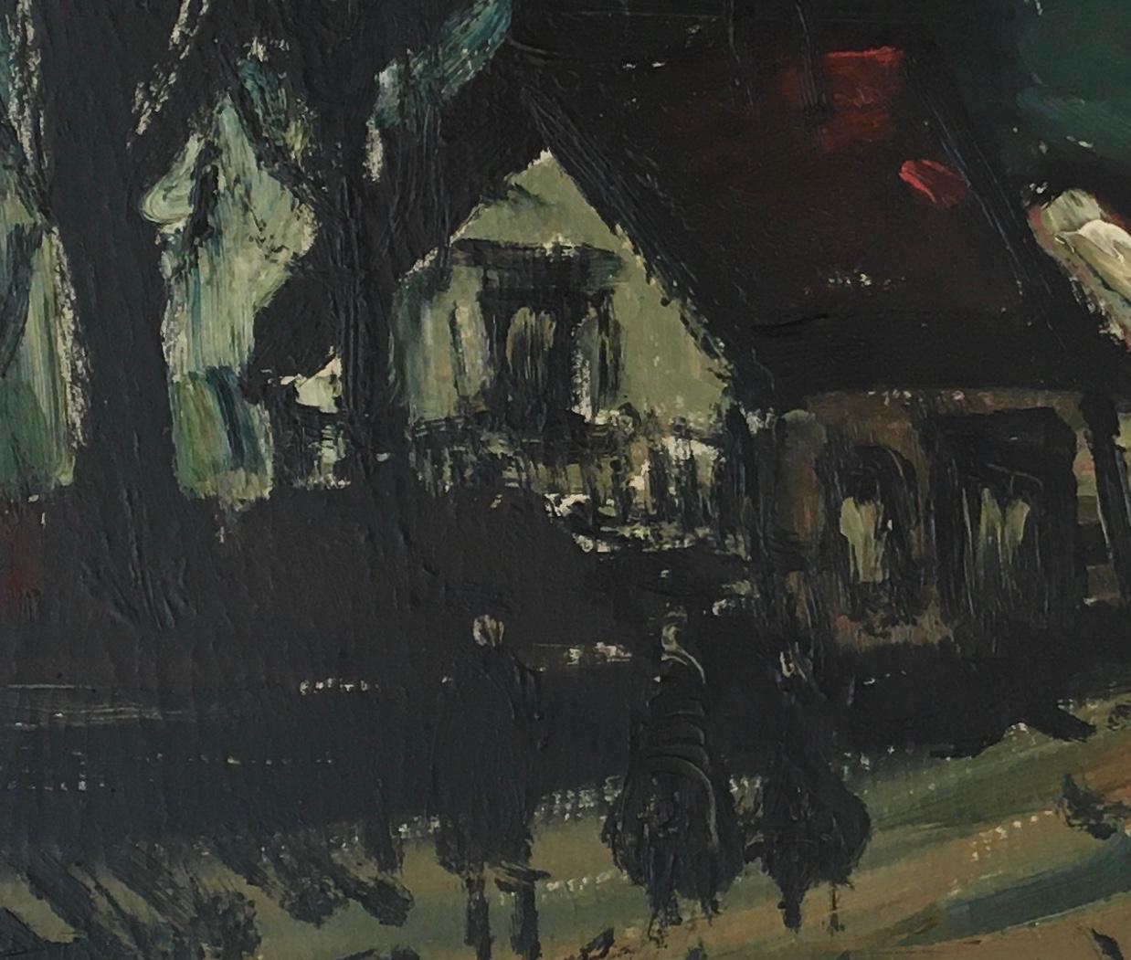 Abendlicher Spaziergang (Schwarz), Landscape Painting, von Sylvain Vigny