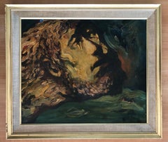 Face Oil Painting on Canvas, French School, Mid-20th Century, Framed