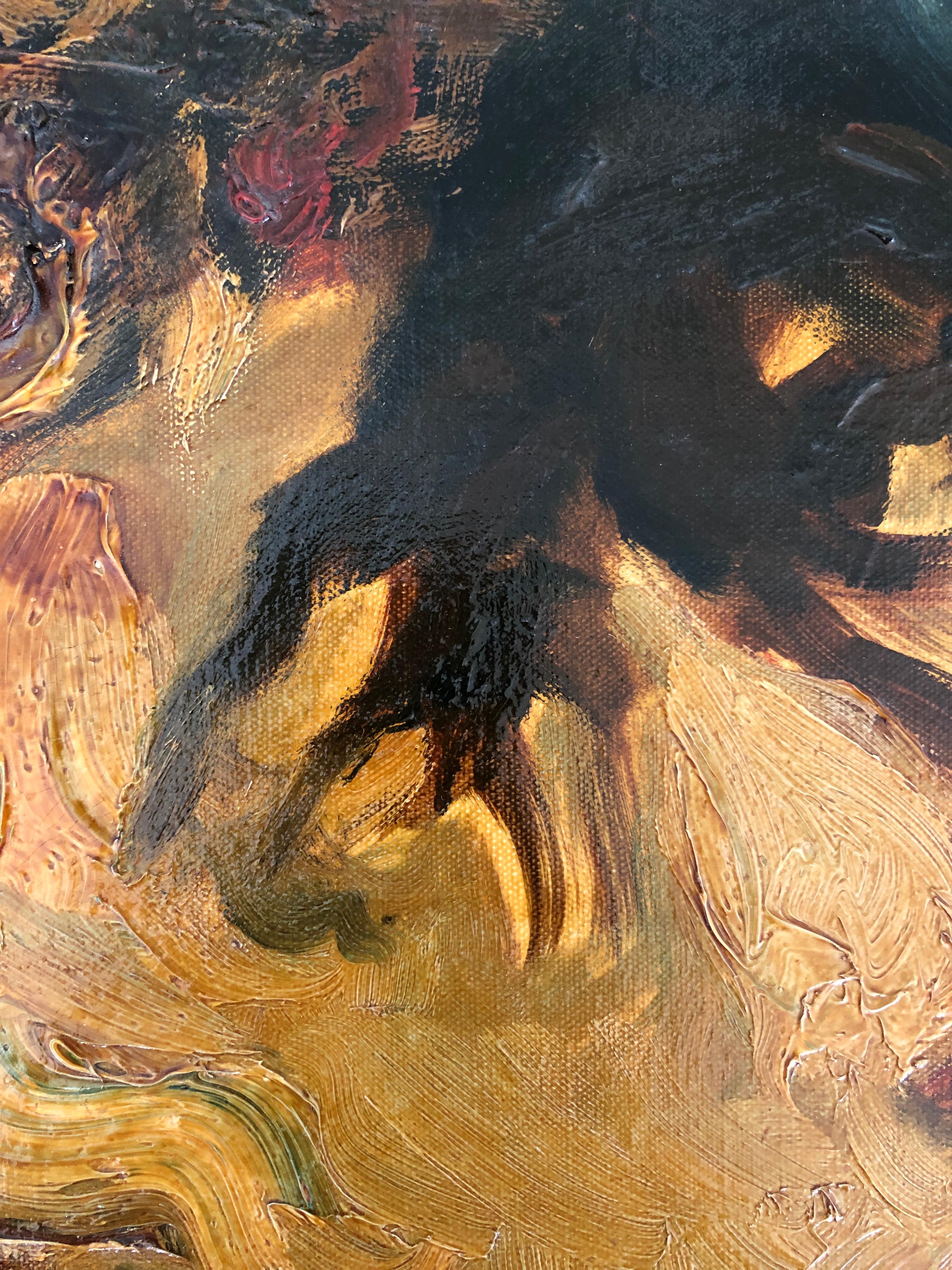Gesicht (Schwarz), Portrait Painting, von Sylvain Vigny