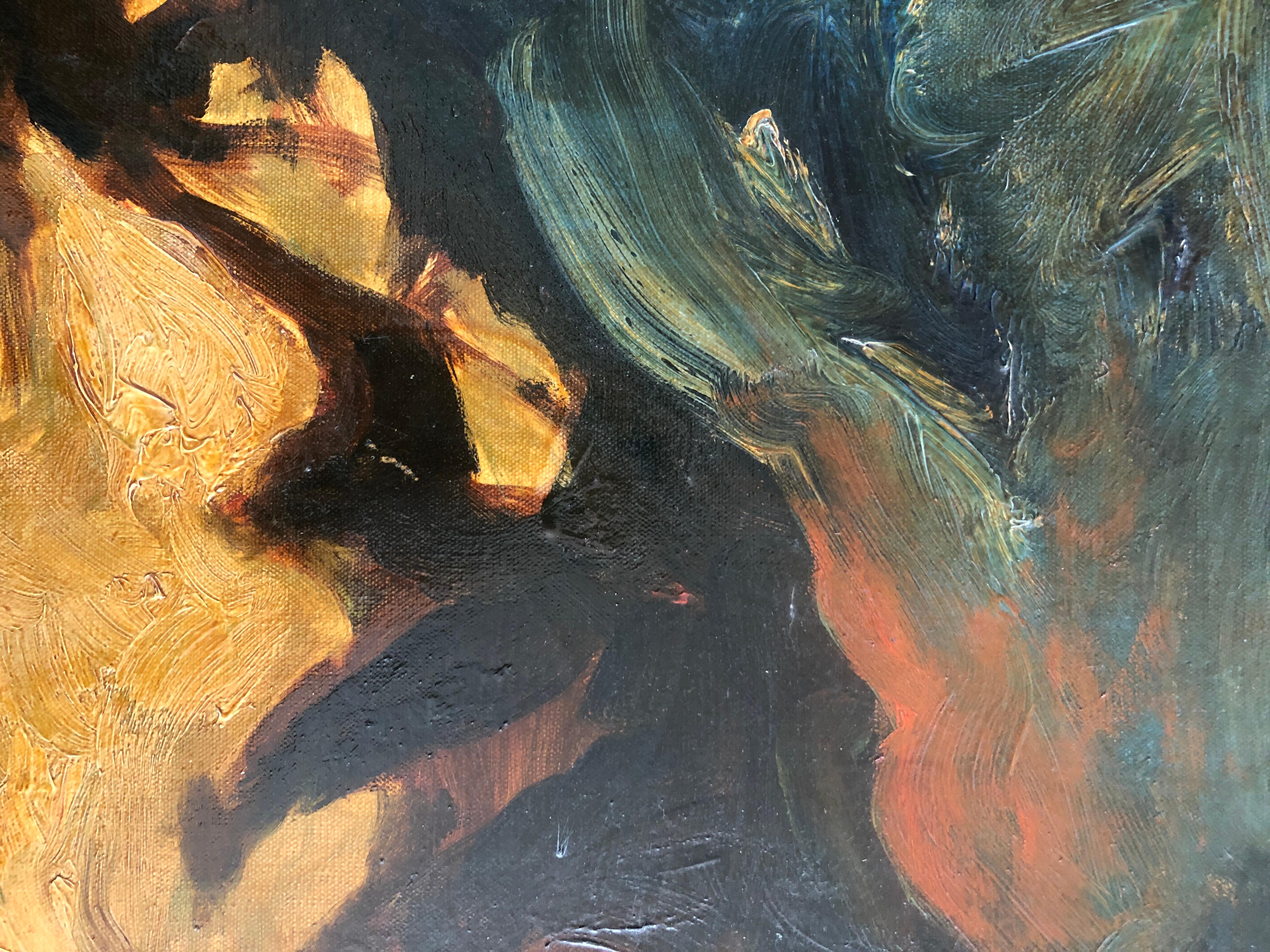 Arbeiten auf Leinwand
Goldener Holzrahmen
56.5 x 66 x 2.2 cm
