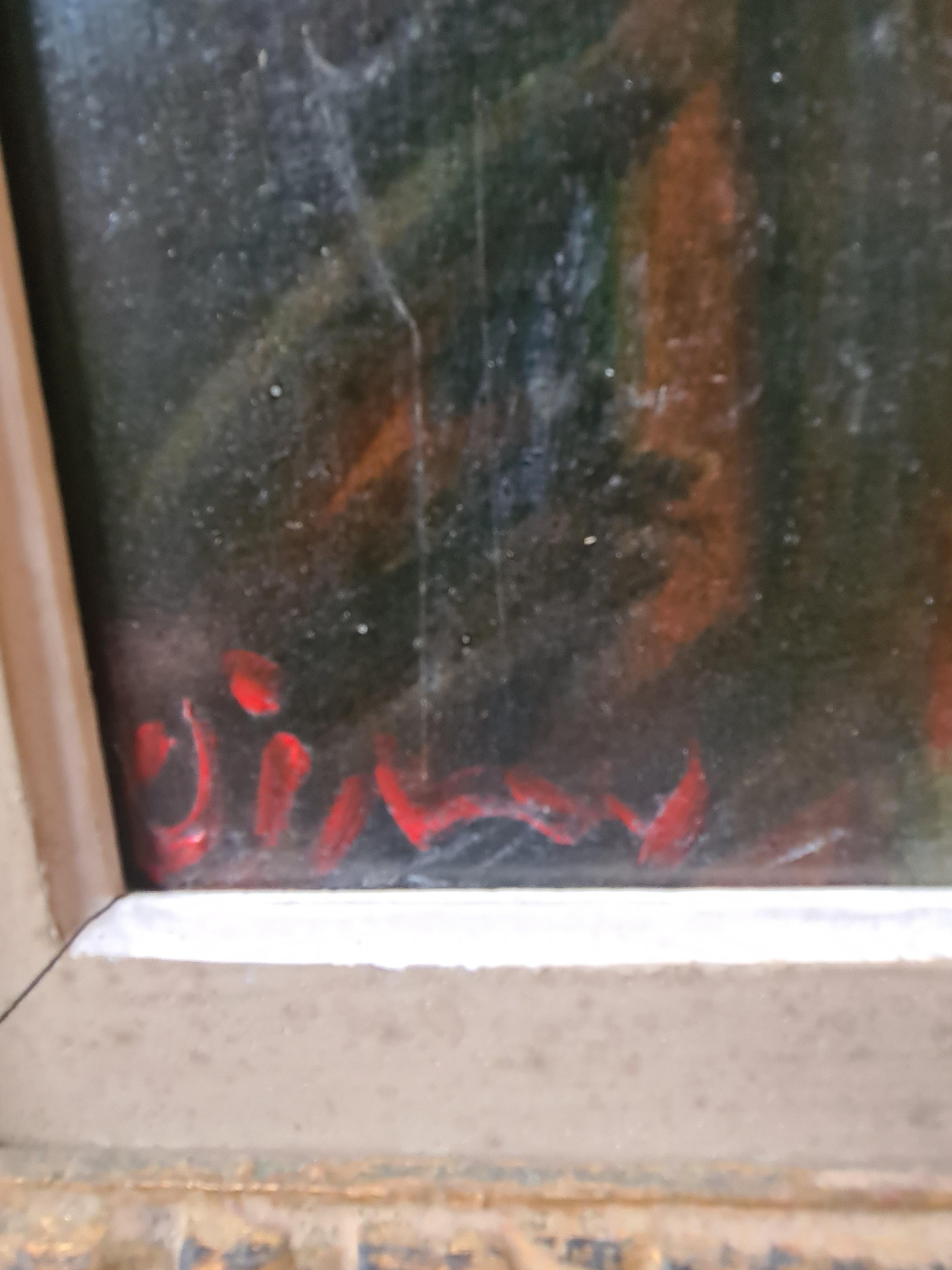 Grand portrait à l'huile expressionniste français, La beauté assise. - École française Painting par Sylvain Vigny