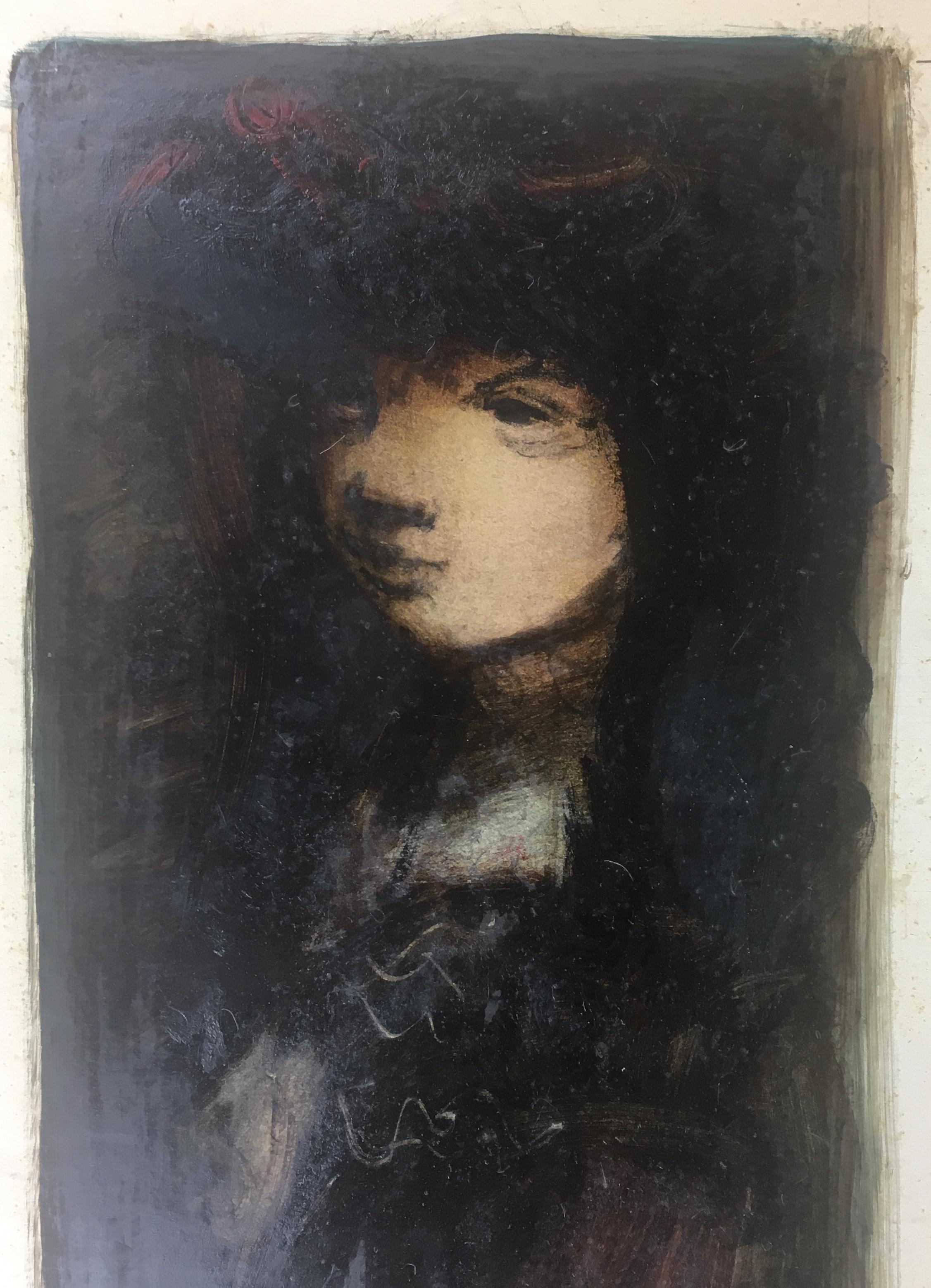 French Sylvain Vigny Original Figurative Oil on Paper Painting, Signed For Sale