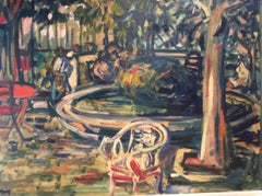 Pintura postimpresionista francesa de un paisaje urbano, óleo sobre tabla, de Sylvain Vigny